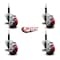 Service Caster 3'' Red Poly Swivel 3/4'' Expanding Stem Caster Set with Brake, 4PK SCC-EX20S314-PPUB-RED-TLB-34-4 - alternate 3